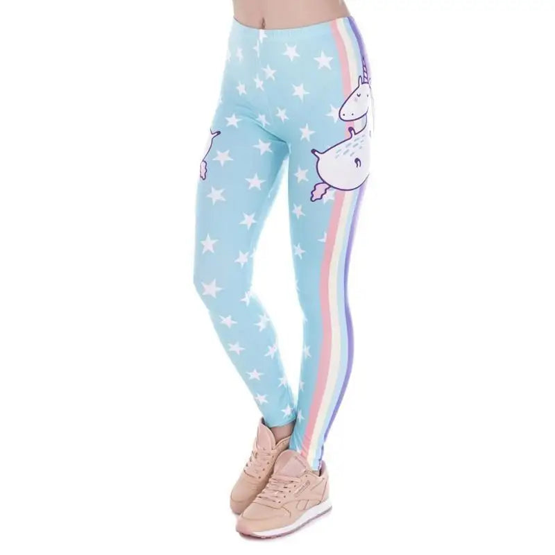 Blue Pastel Star Unicorn Leggings Yoga Pant Cute Kawaii