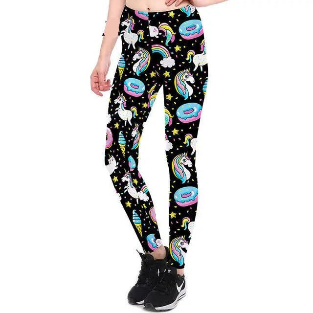 Unicorn Themed Plus Size Leggings in Vibrant Colors - Cosparty