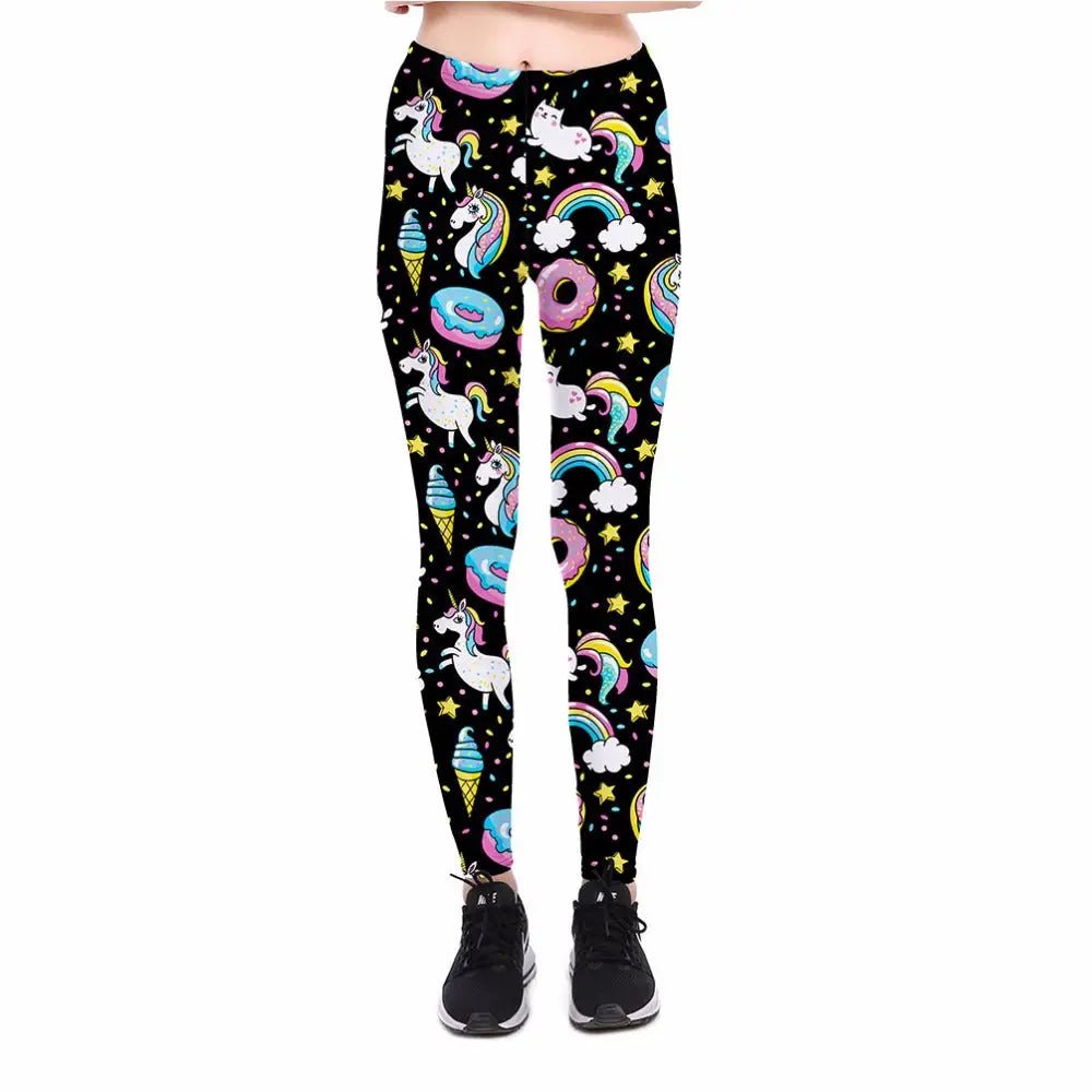 Unicorn Themed Plus Size Leggings in Vibrant Colors - Cosparty