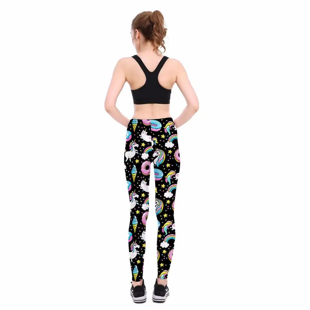 Unicorn Themed Plus Size Leggings in Vibrant Colors - Cosparty