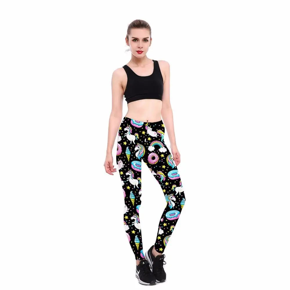 Unicorn Themed Plus Size Leggings in Vibrant Colors - Cosparty