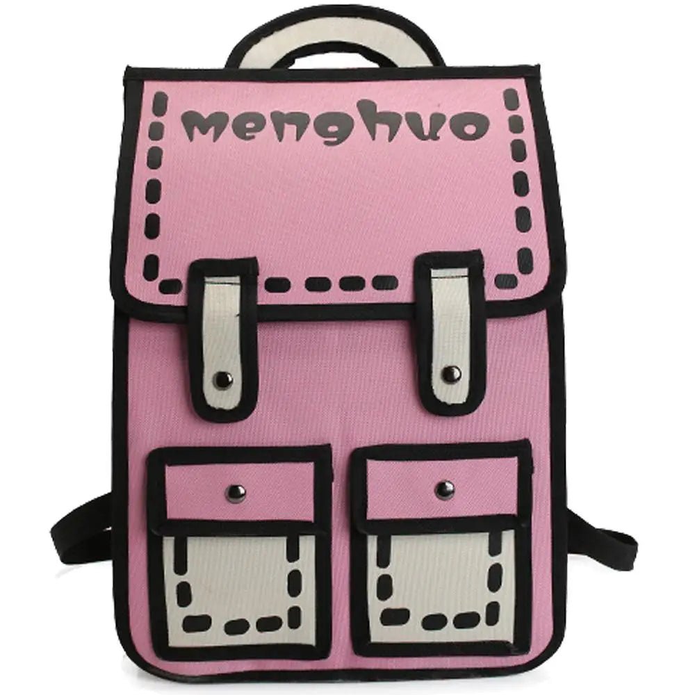 Unique Retro Cartoon Design Backpack in Bold Colors - Cosparty