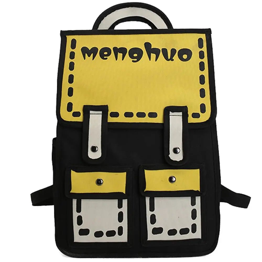 Unique Retro Cartoon Design Backpack in Bold Colors - Cosparty