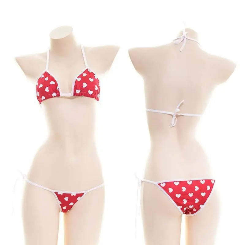 Valentine Inspired Heart Bikini in Red and White - shirt