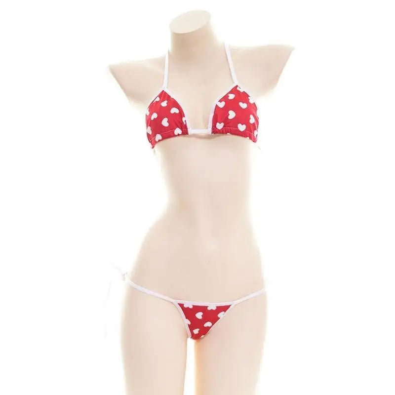 Valentine Inspired Heart Bikini in Red and White - shirt