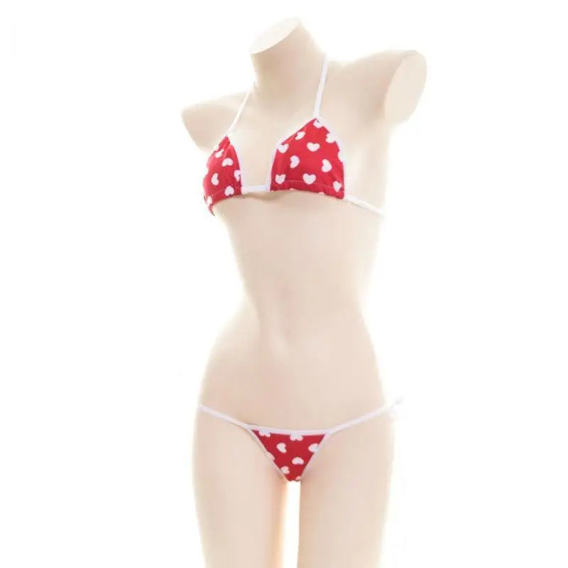 Valentine Inspired Heart Bikini in Red and White - shirt