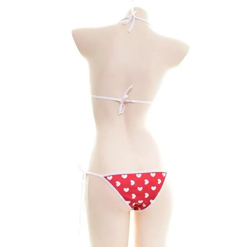 Valentine Inspired Heart Bikini in Red and White - Cosparty