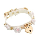 White Kawaii Flower Floral Heart Gold Locket Choker Collar Lock n Key Petplay Kink