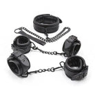 Vegan Leather Handcuffs and Leash Set for Dominant Submissive Play - play set