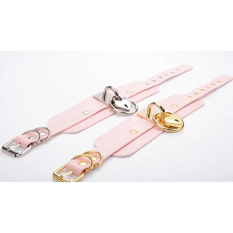 Vegan Leather Heart Locket Choker Necklace in Gold or Silver - Cosparty