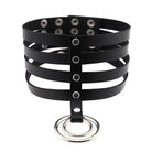 Vegan Leather High Elongated Collar with Built - in O - Ring Hook - Cosparty