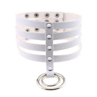 Vegan Leather High Elongated Collar with Built - in O - Ring Hook - Cosparty