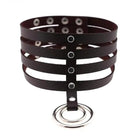 Vegan Leather High Elongated Collar with Built - in O - Ring Hook - Cosparty