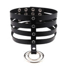 Vegan Leather High Elongated Collar with Built - in O - Ring Hook - Cosparty