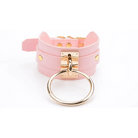 Vegan Leather O - Ring Choker Necklace with Adjustable Buckles - Cosparty