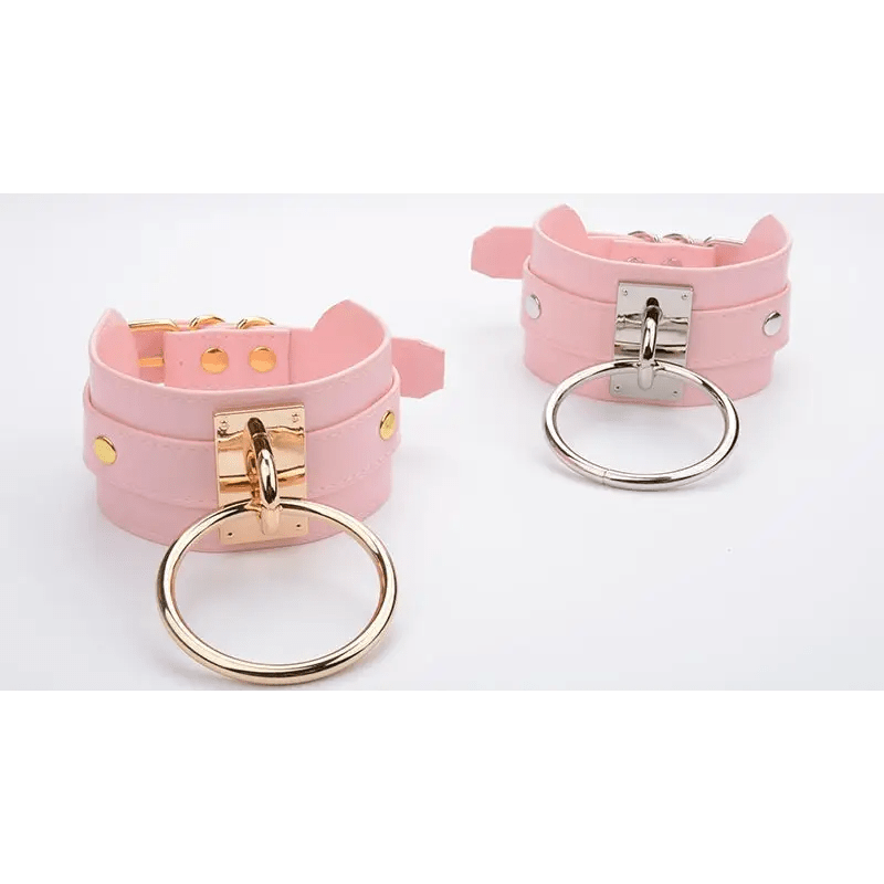 Vegan Leather O - Ring Choker Necklace with Adjustable Buckles - Cosparty