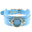 Vegan Leather O - Ring Choker Necklace with Gold Plated Hardware - Cosparty