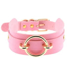 Vegan Leather O - Ring Choker Necklace with Gold Plated Hardware - Cosparty
