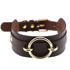 Vegan Leather O Ring Gold Collar Choker Necklace Petplay BDSM Kink Fetish Gear