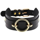 Vegan Leather O - Ring Choker Necklace with Gold Plated Hardware - Cosparty