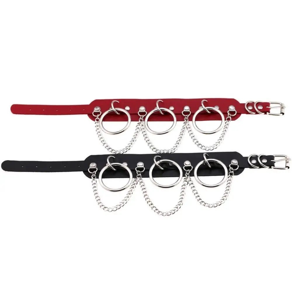 Vegan Leather O - Ring Choker Necklace with Silver Hardware - Cosparty