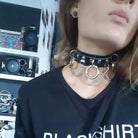 Vegan Leather O-Ring Choker Necklace with Silver Hardware - choker