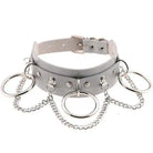 Vegan Leather O - Ring Choker Necklace with Silver Hardware - Cosparty