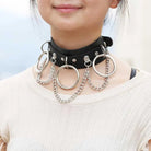 Vegan Leather O - Ring Choker Necklace with Silver Hardware - Cosparty