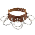 Vegan Leather O - Ring Choker Necklace with Silver Hardware - Cosparty