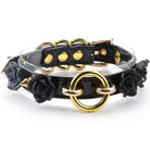 Vegan Leather O - Ring Floral Choker Necklace in Silver or Gold - Cosparty