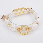 Vegan Leather O - Ring Floral Choker Necklace in Silver or Gold - Cosparty