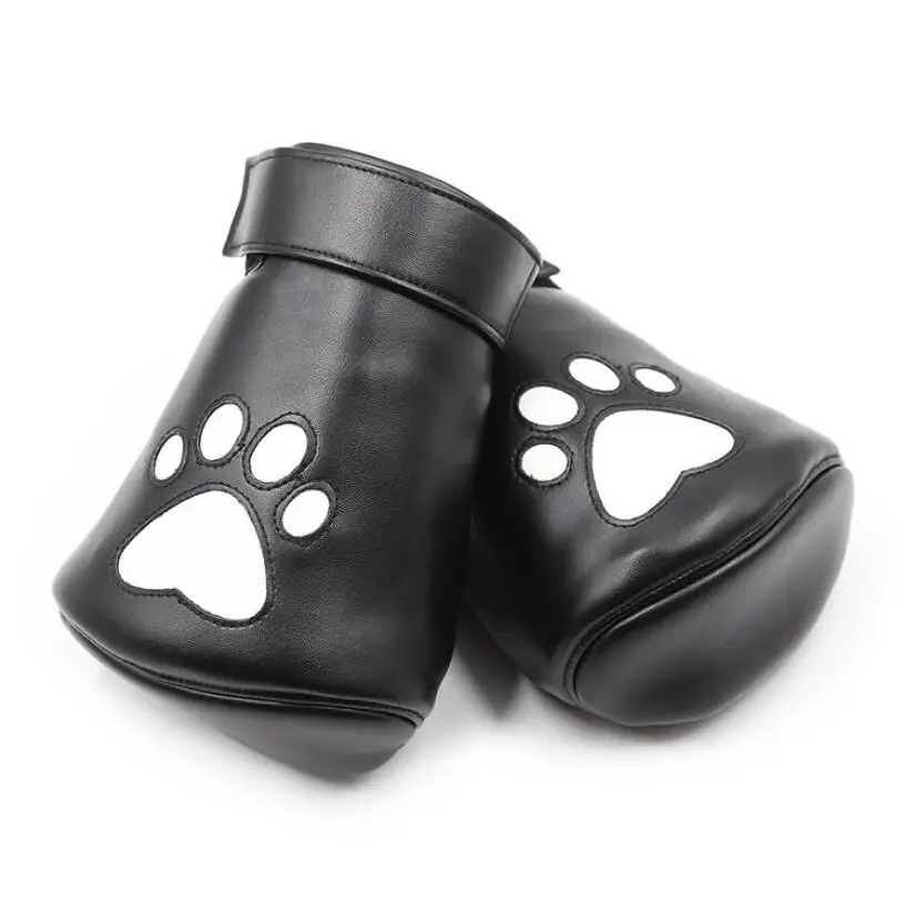 Vegan Leather Puppy Paw Mittens in Red or White - White - gloves