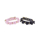 Vegan Leather Spiky Floral Choker Necklace in Silver or Gold - Cosparty