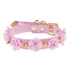 Vegan Leather Spiky Floral Choker Necklace in Silver or Gold - Cosparty