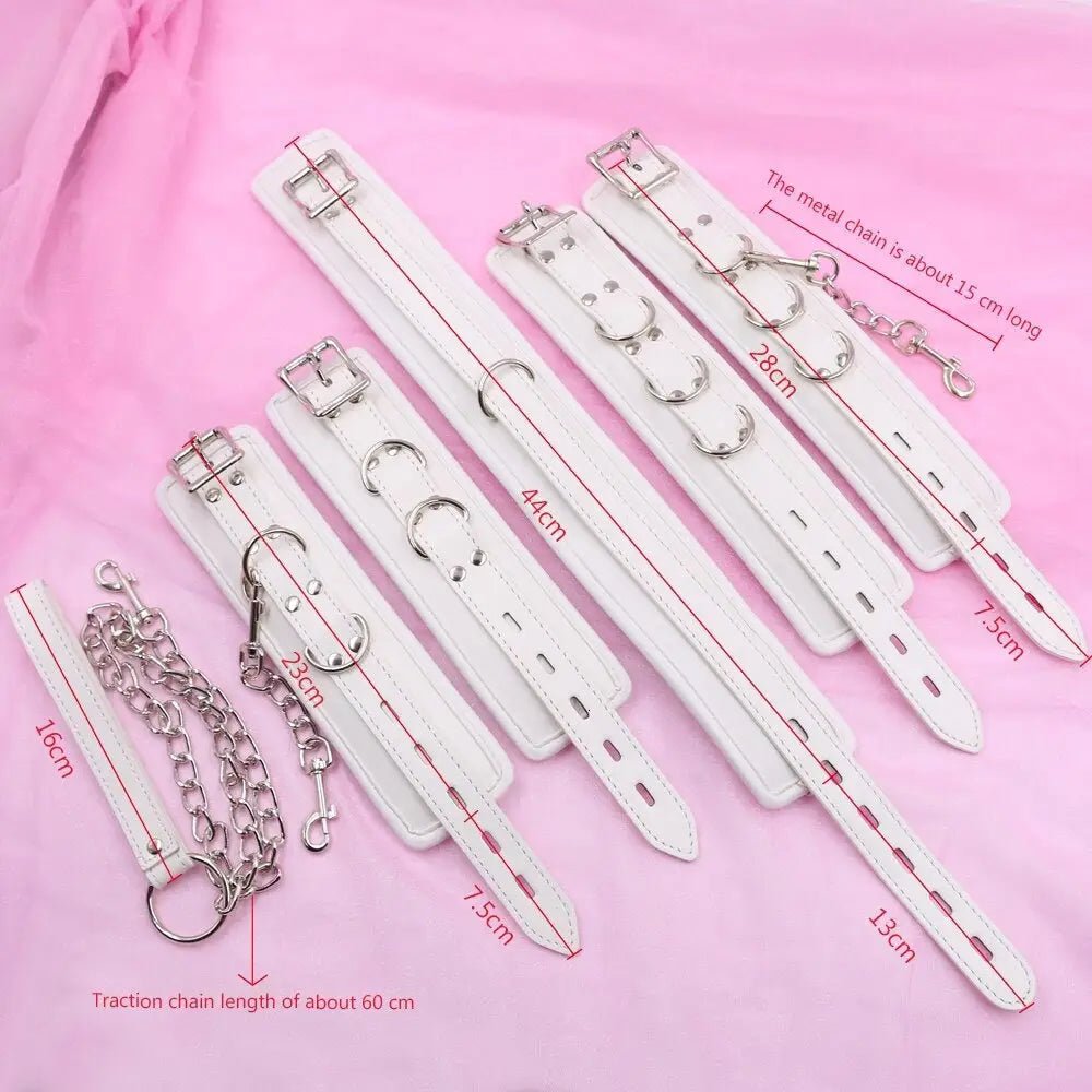 Vegan Leather White Handcuffs for Shibari and Submission - Cosparty