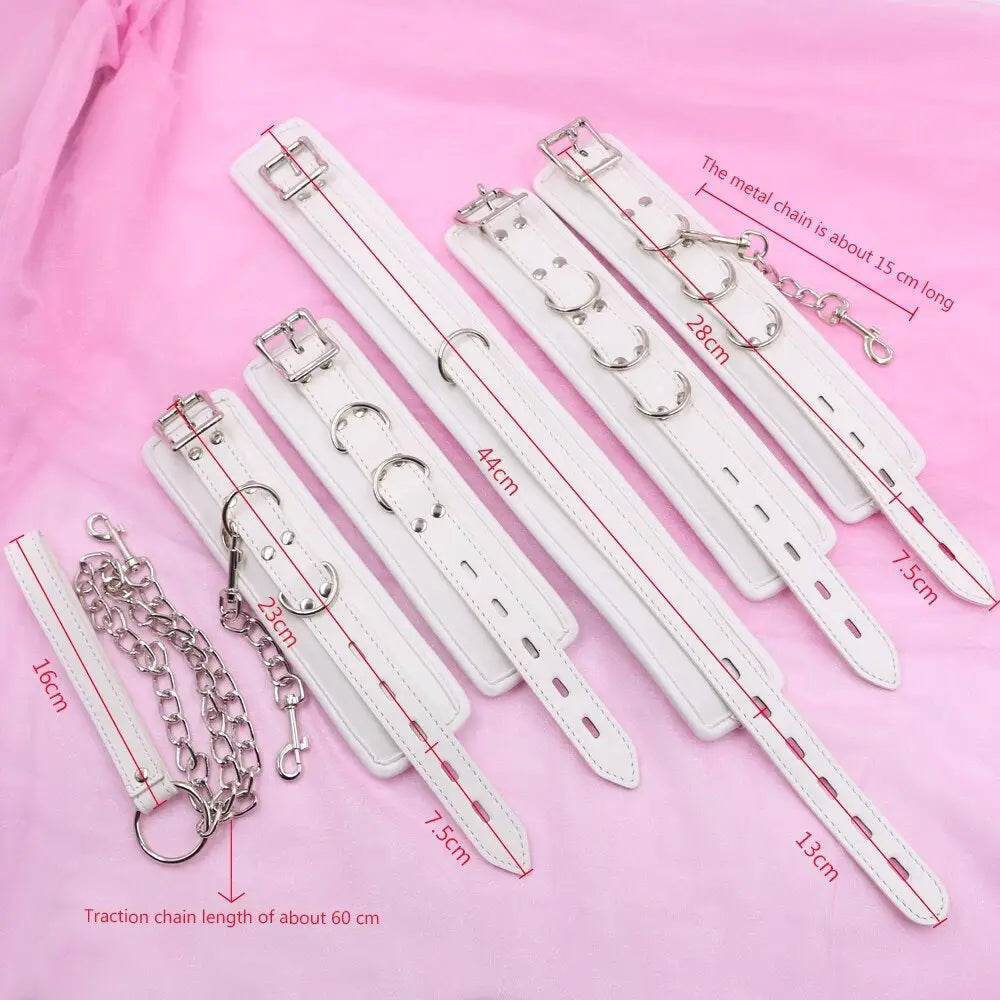 Vegan Leather White Handcuffs for Shibari and Submission - handcuffs