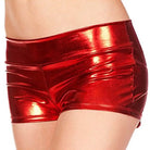 Vegan PU Leather Dance Shorts with a Sheen - Red - Shorts