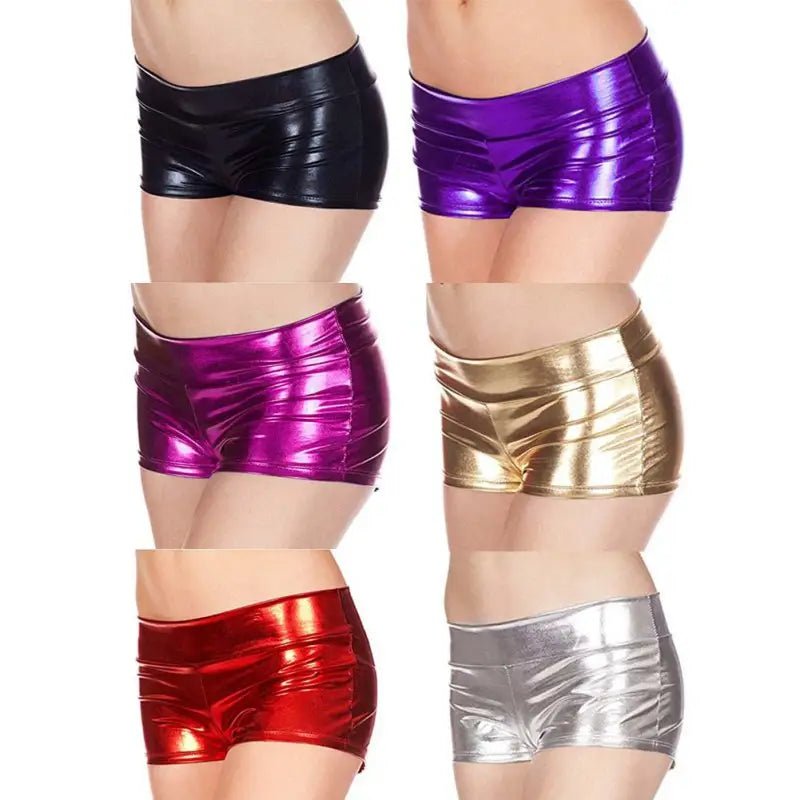 Vegan PU Leather Dance Shorts with a Sheen - Cosparty
