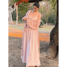 Velvet Baby Pink Tank Top with Lace and Rosebud Details - Cosparty