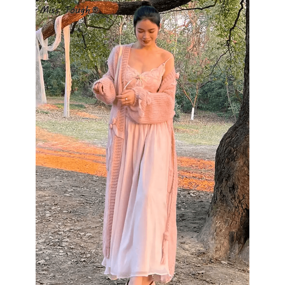 Velvet Baby Pink Tank Top with Lace and Rosebud Details - Cosparty