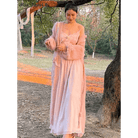 Velvet Baby Pink Tank Top with Lace and Rosebud Details - Cosparty