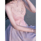 Velvet Baby Pink Tank Top with Lace and Rosebud Details - Cosparty