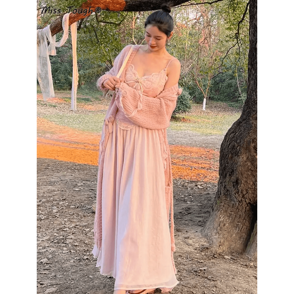 Velvet Baby Pink Tank Top with Lace and Rosebud Details - Cosparty