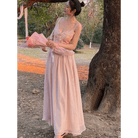 Velvet Baby Pink Tank Top with Lace and Rosebud Details - Cosparty