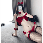 Velvet Christmas Lingerie Set with Bunny Ears for a Holiday Gift - Cosparty