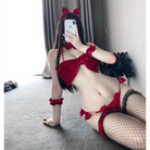 Velvet Christmas Lingerie Set with Bunny Ears for a Holiday Gift - Christmas Set