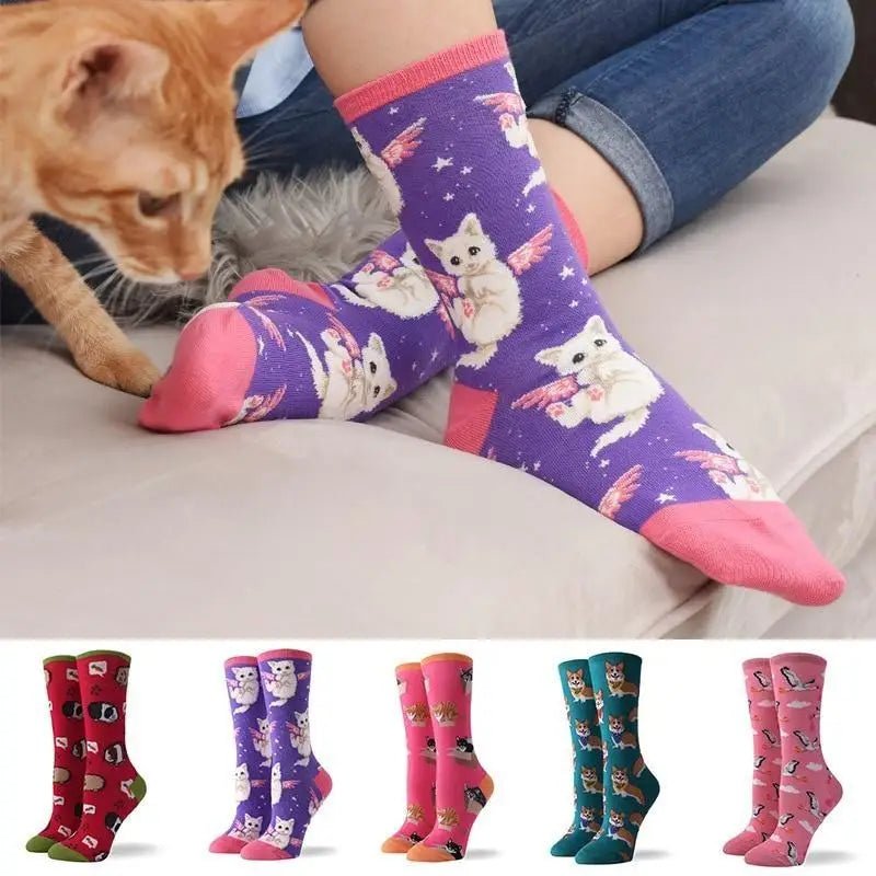 Vibrant Angel Kitten Socks for Kawaii Fashion Lovers - Cosparty