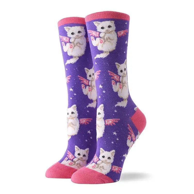 Vibrant Angel Kitten Socks for Kawaii Fashion Lovers - Cosparty