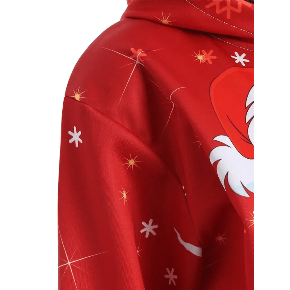 Vibrant Christmas Santa Claus Hooded Sweater for Holiday Comfort - Cosparty