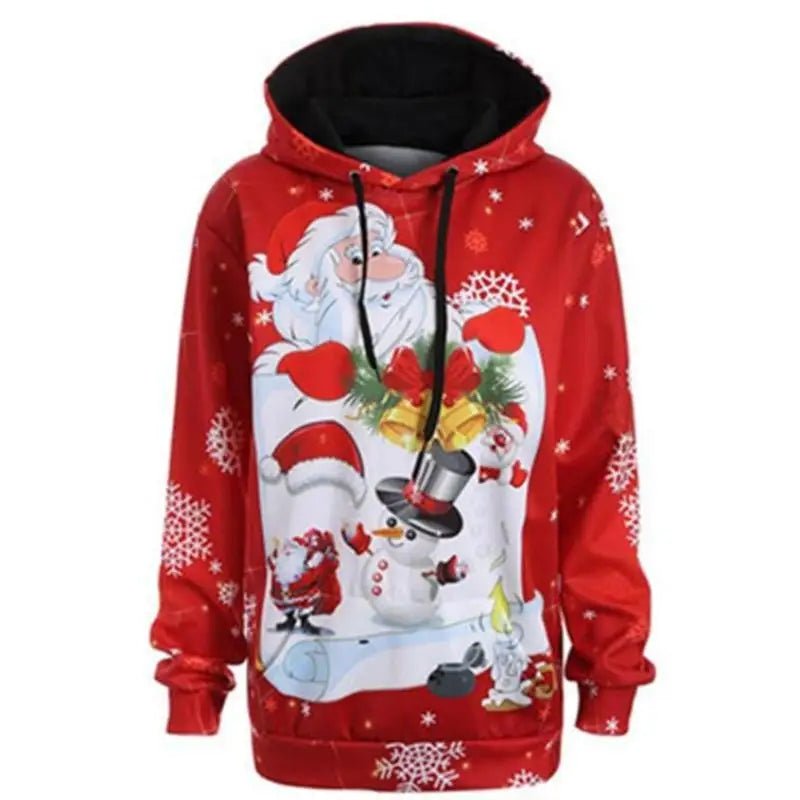 Vibrant Christmas Santa Claus Hooded Sweater for Holiday Comfort - Cosparty